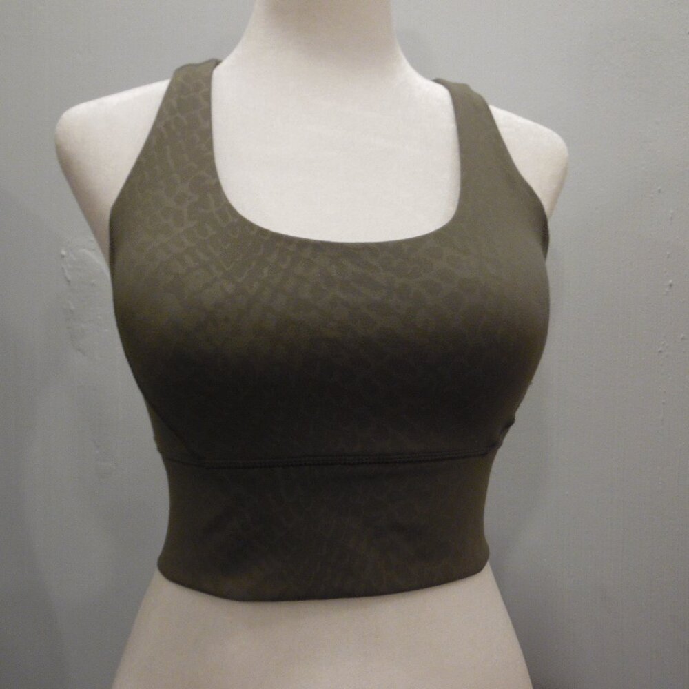 90 Degree Long length Workout Sports Bra Women's Size S Removable Pads Racerback